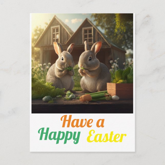 Happy Easter Bunnies! Easter Postcard (Front)