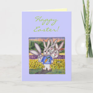 Happy Easter Bunnies Egg Hunt Greeting Card
