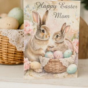 Happy Easter Bunnies For Mum Holiday  Card