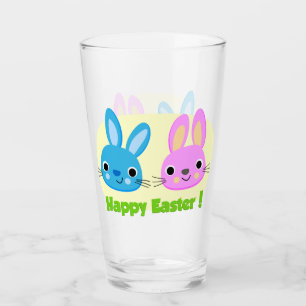 "HAPPY EASTER" BUNNIES GLASS
