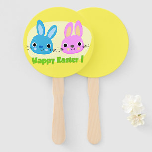 "HAPPY EASTER" BUNNIES HAND FAN