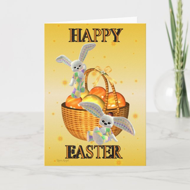 Happy Easter Bunnies Holiday Card (Front)