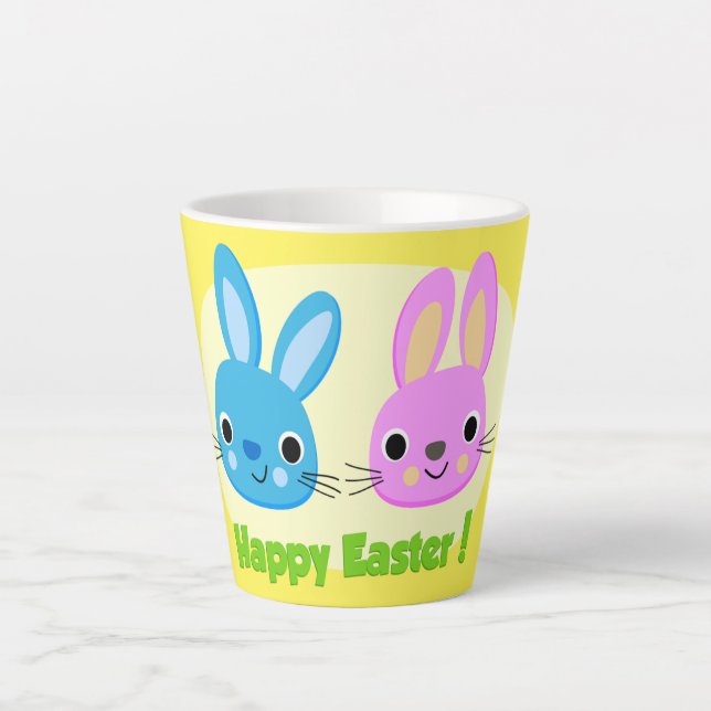 "HAPPY EASTER" BUNNIES  LATTE MUG (Front)