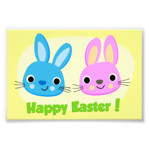 "HAPPY EASTER" BUNNIES PHOTO PRINT