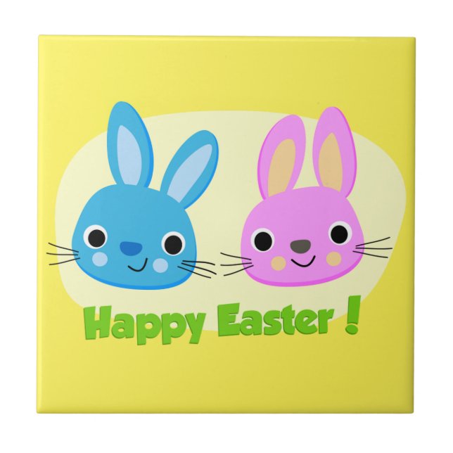 "HAPPY EASTER" BUNNIES  TILE (Front)