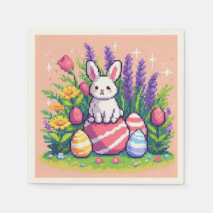 Happy Easter bunny 8 bit pixel art Napkin