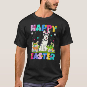 Happy Easter Bunny Alaskan Malamute Dog Easter Sun T-Shirt