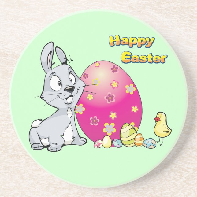Happy Easter Bunny and Baby Chick Coaster (Front)