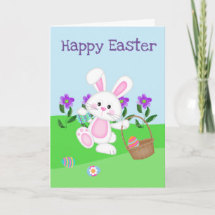Happy Easter-Bunny And Basket Card