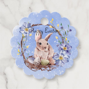 Happy Easter Bunny and Basket of Eggs  Favour Tags