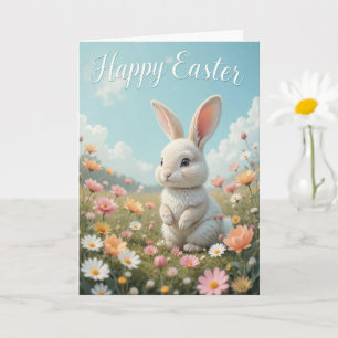 Happy Easter Bunny and Colourful Eggs  Card