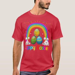 Happy Easter Bunny And Easter Eggs, Rainbow Cathol T-Shirt