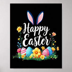 Happy Easter Bunny And Egg Hunt Cute Rabbit Poster