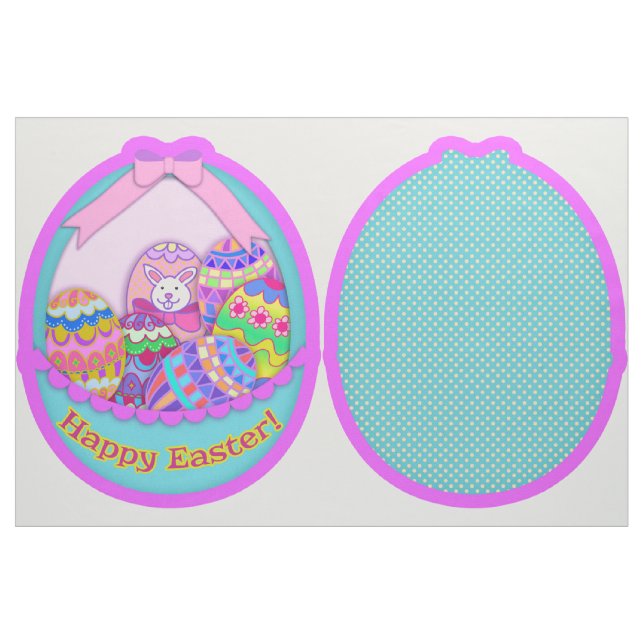 Happy Easter Bunny and Eggs Basket Cut and Sew Kit Fabric (Fat Quarter)