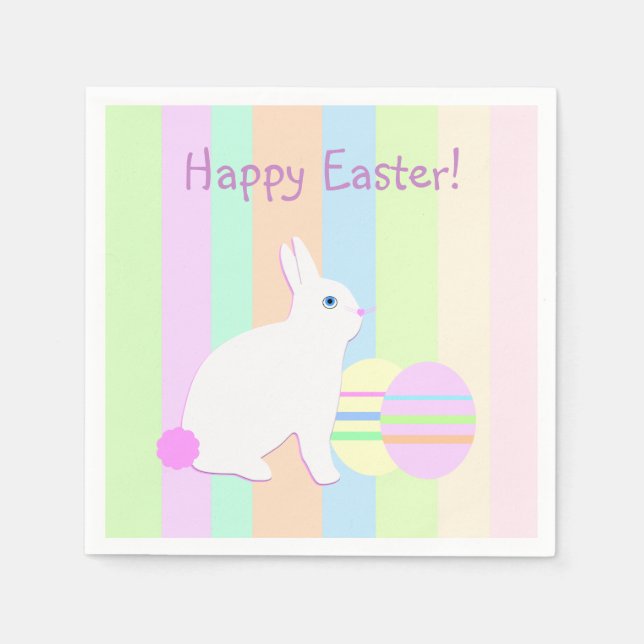 Happy Easter Bunny and Eggs Napkin (Front)