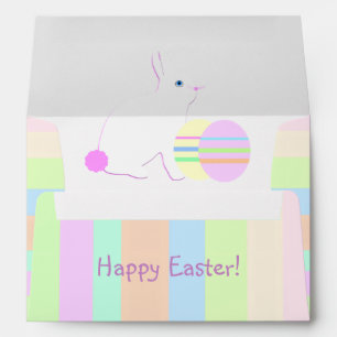 Happy Easter Bunny and Eggs on Stripes Envelope
