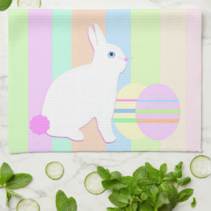 Happy Easter Bunny and Eggs Tea Towel