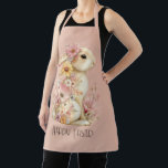 Happy Easter Bunny and Flowers Apron<br><div class="desc">Cute Easter aprons for ladies in colors of pink and yellow designs.
Differents Easter quotes will be on the fronts of these special aprons.</div>