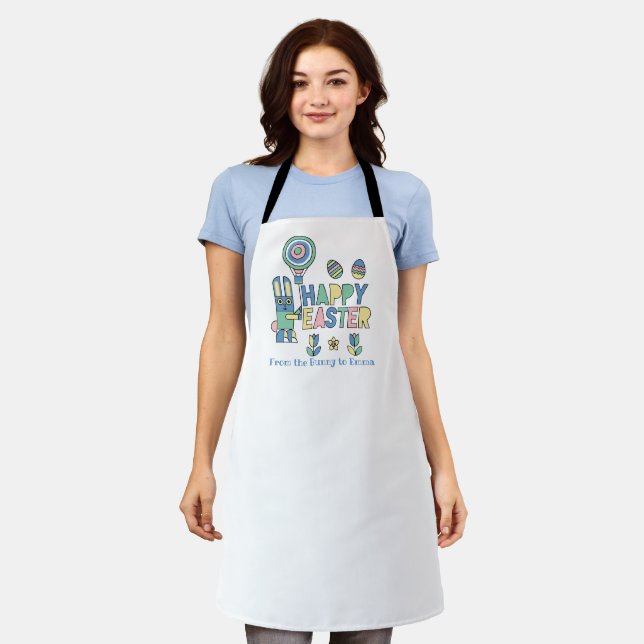 Happy Easter Bunny Balloon – Cute Personalized Apron (Worn)