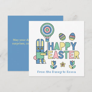 Happy Easter Bunny Balloon – Cute Personalized Holiday Card
