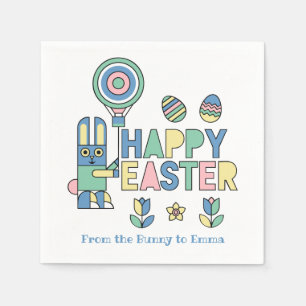 Happy Easter Bunny Balloon – Cute Personalized Napkin