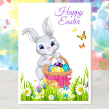 Happy Easter Bunny Basket Personalise Name