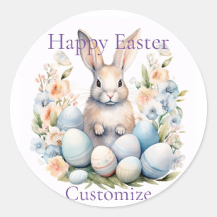 Happy Easter Bunny Basket Thunder_Cove Classic Round Sticker