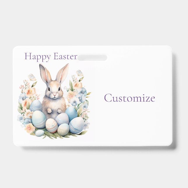 Happy Easter Bunny Basket Thunder_Cove ID Badge (Front)
