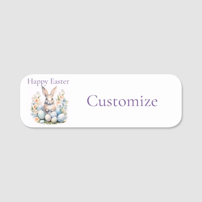Happy Easter Bunny Basket Thunder_Cove Name Tag (Front)