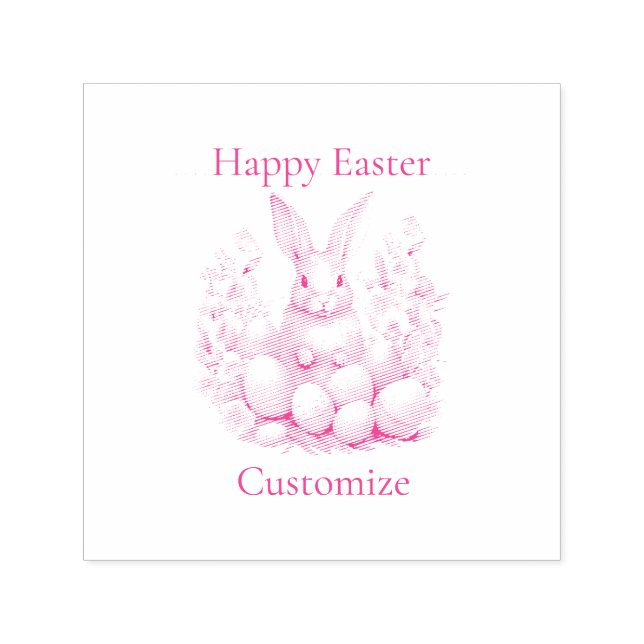 Happy Easter Bunny Basket Thunder_Cove Self-inking Stamp (Design)
