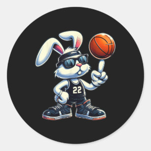 Happy Easter Bunny Basketball Kids Boys Sport Love Classic Round Sticker