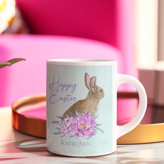 Happy Easter Bunny Beautiful Pastel Floral Custom Coffee Mug (Creator Uploaded)