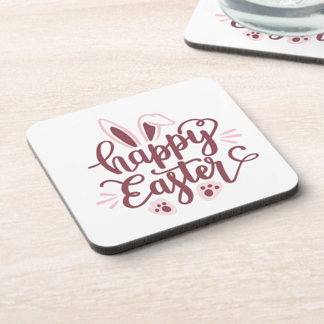 Happy Easter Bunny Beverage Coaster | Cute Spring  (Left Side)