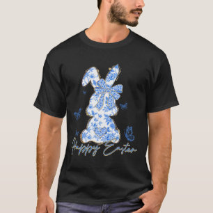 Happy Easter Bunny Blue Chinoiserie Easter Day T-Shirt