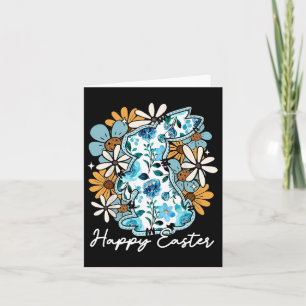 Happy Easter Bunny Blue Floral Yellow Design For M Card