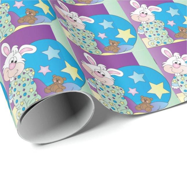 Happy Easter Bunny - Blue Wrapping Paper (Roll Corner)
