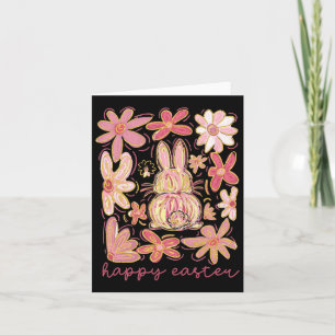 Happy Easter Bunny Boho Easter Coquette Floral Pin Card