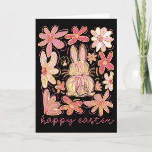Happy Easter Bunny Boho Easter Coquette Floral Pin Card
