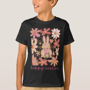 Happy Easter Bunny Boho Easter Coquette Floral Pin T-Shirt