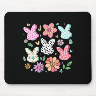 Happy Easter Bunny Boho Floral Plaid Bunny Rabbit  Mouse Pad
