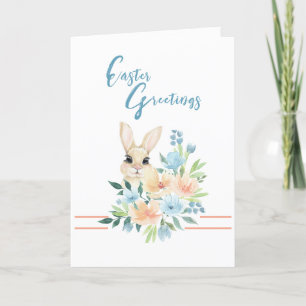 Happy Easter Bunny Bouquet Holiday Card