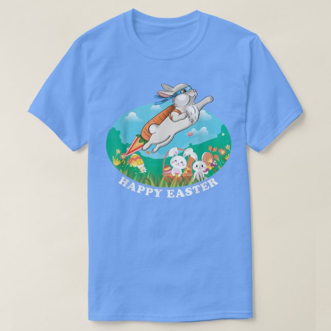 Happy Easter  Bunny Carrot  Egg Easter T-Shirt (Design Front)