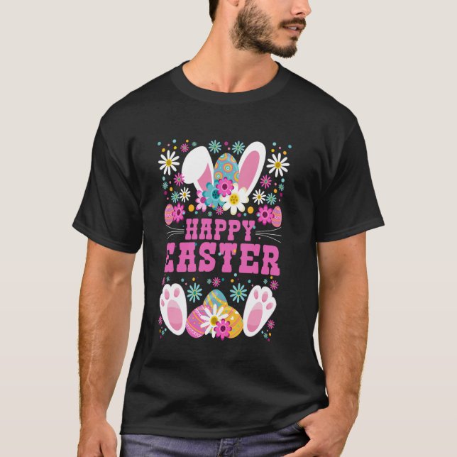 Happy Easter Bunny Celebration Design T-Shirt (Front)