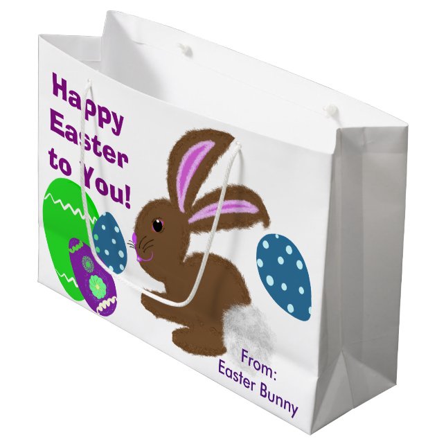 Happy Easter Bunny Chick Eggs Large Gift Bag (Front Angled)