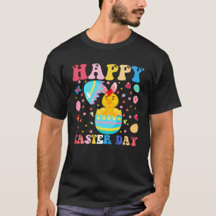 Happy Easter Bunny Chicken Easter Day Groovy T-Shirt