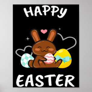 Happy Easter Bunny Chicks Egg Hunting Cute Cool Poster