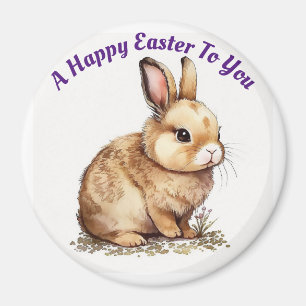 Happy Easter Bunny Circle Magnet