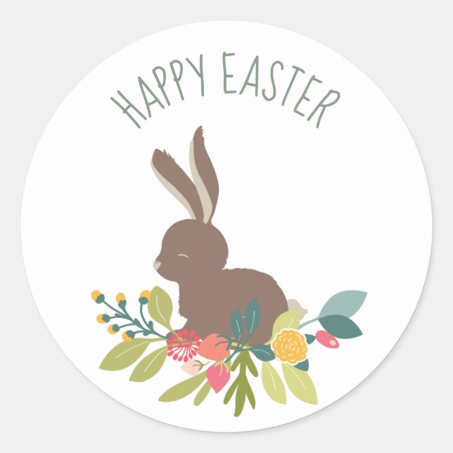 Happy Easter Bunny Classic Round Sticker (Front)