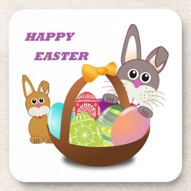 "HAPPY EASTER" BUNNY COASTER (Front)