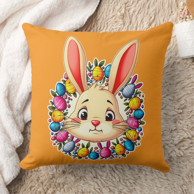 Happy Easter Bunny – Colorful Spring Art almofada Cushion (Blanket)